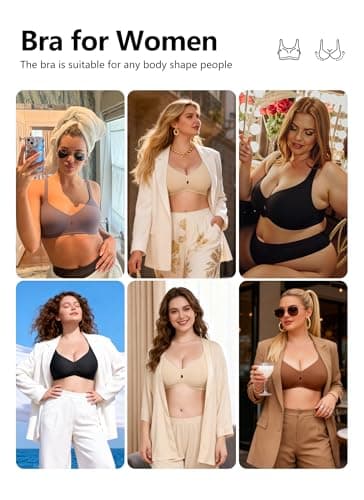 Xcutting Jelly Bras for Women Supportive Wireless Comfort Bra Full Coverage No Underwear Seamless Plus Size for Older Women (Coffee, 2XL) - Thumbnail 5