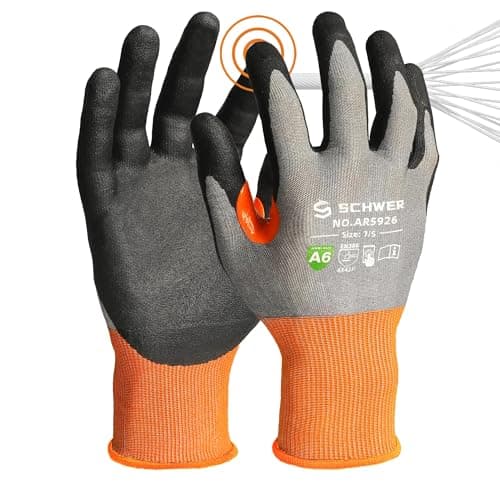 Schwer A6 AIR-SKIN Cut Resistant Work Gloves, Comfortable & Breathable, 21-Gauge Seamless Knit Flexible Safety Working Gloves with Grip for Refined Tasks, Touch-screen, 1 Pair, S, AR5926 - Image 1