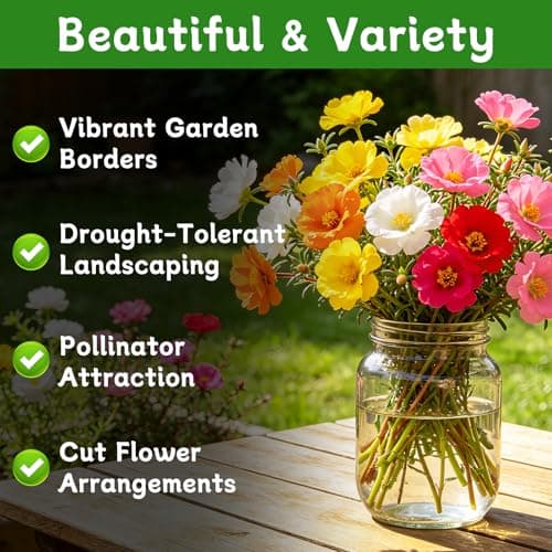 LUOJIBIE Moss Rose Seeds, 20,000+ Bulk Flower Seeds for Planting Outdoors(99% Pure Live, Non-GMO), Mixed Colors and Large Blooms, Attracts Pollinators, Easy to Grow - Thumbnail 2