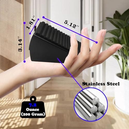 HOOFUS Adjustable Spring Large Door Stop,Heavy Duty Tall up to 3.14 inches Wedge Door Stoppers for Bottom of Door,Stainless Steels Door Holder (Black Brushed, 2 Pack) - Thumbnail 2