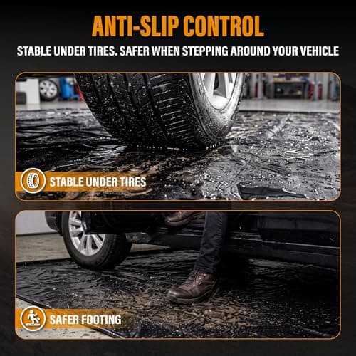 Aegis Mats 7'9" x 16' Garage Floor Mat for Under Car, Heavy Duty 610g PVC Waterproof Containment Mat with Raised Edges, Parking Pad Traps Rain, Mud, Snow & Oil for SUVs and Trucks - Thumbnail 6