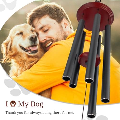 Howarmer Pet Memorial Wind Chime, Dog Memorial Wind Chimes for Loss of Dog, Tuned Aluminum Tubes in G Scale, Wooden Top, Sympathy Pet Loss Gifts for Garden Patio – Forever in My Heart - Thumbnail 2