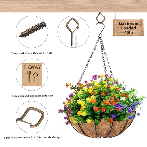 Ticway 12 PCS Q-Hanger Hooks for String Lights, Ceiling Hangers for Plants & Wind Chimes, Christmas Decorations Outdoor Hooks Bronze - Thumbnail 3