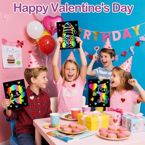 RMJOY Rainbow Scratch Paper Art for Kids: 50PCS Magic Arts Crafts Gifts Toys for Girls Boys Ages 4 5 6 7 8 9 Games Activities for Birthday Family Fathers Day Valentines Day Stuffers Easter(Girls) - Thumbnail 3