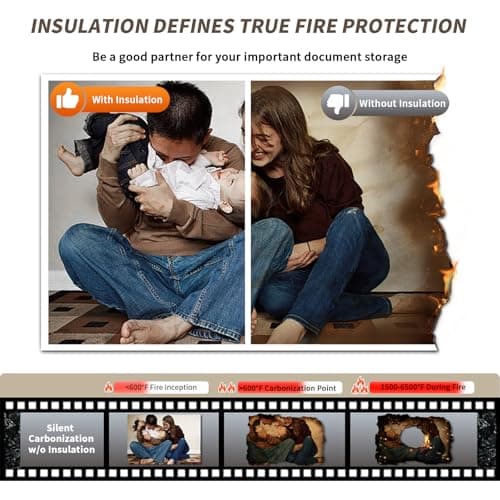 Heat & Water Resistant Fireproof Document Bag w/2 Pockets, Lockable Fire Proof Money Box w/Zipper, 700 Sheet Capacity Safe Storage for Home Office Important Documents Cash & Laptop, Black, Legal Size - Thumbnail 3