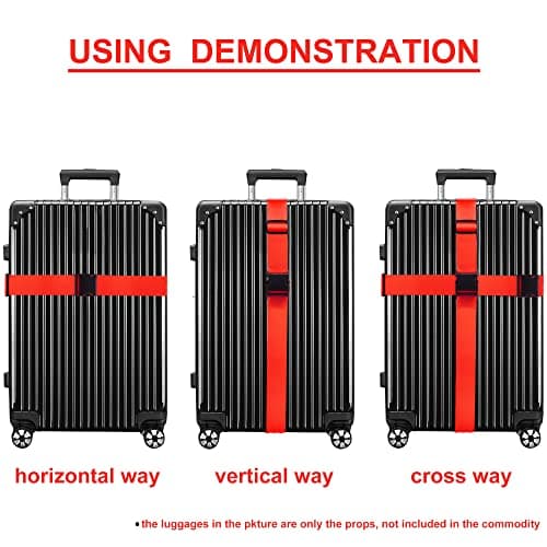 Luggage Straps for Suitcases TSA Approved Travel Belt 4 Pack by Chelmon (Red) - Thumbnail 5