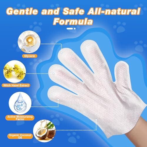 GIXSEGIE Pet Glove Wipes for Dogs and Cats, Deodorizing Cleaning Gloves, Hypoallergenic Coconut Oil Grooming Wipes, Individually Wrapped, for Pet Dry Cleaning, Daily Care and Travel, 18 Pcs - Thumbnail 2
