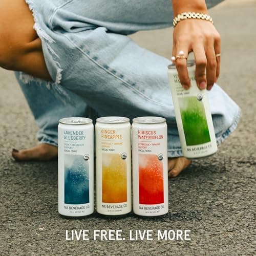 NA Beverage Social Tonic, Non-Alcoholic Functional Mocktails with 2000mg Prebiotic Fiber, Mushrooms & L-Theanine, Ginger Pineapple, 12oz Cans (12 Pack) - Thumbnail 6