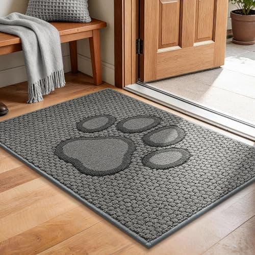 Bald Eagle Grip Dog Paw Doormats 20''x32'' for Dirty Paws, Washable Entryway Rugs Floor Mats Dirt Trapper with TPR Backing, Absorbent Low Profile Door Mat for Front Door, Hallway, Entryways,Light Grey - Image 1