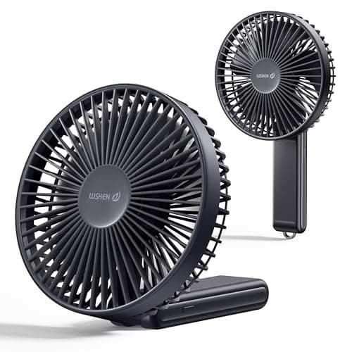 WSKEN Desk Fan Small Quiet - 180° Foldable Portable Fan with Battery Operated, 6 Inch Rechargeable Handheld Fan, 20H Max Cooling Time, 4-Speed, Travel Essential for Outdoor, Office, Gift, Black - Image 1