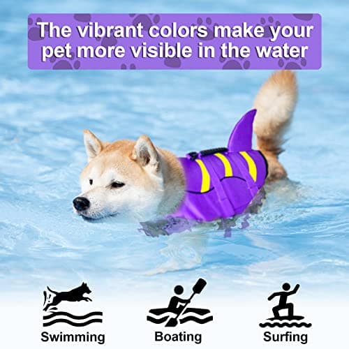 Fragralley Dog Life Jacket Shark, Dog Life Vest Adjustable Ripstop, Dog Swimming Safety Vest with Superior Buoyancy & Rescue Handle for Small Medium Large Dogs, Swim, Pool, Beach, Boating - Thumbnail 5