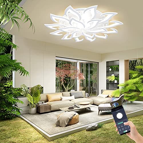 AHAWILL Ceiling Light Dimmable Modern Embedded LED Chandelier Metal Acrylic Petal Ceiling Ceiling Light, Suitable for Living Rooms, Bedrooms, Children's Rooms, Etc. 43.3″/120w/18 Heads…… - Image 1