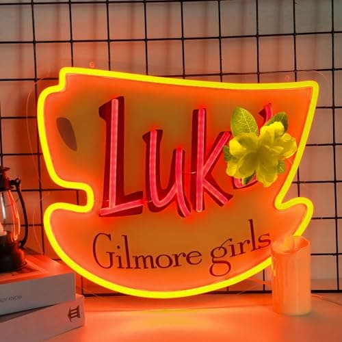 Pugna Luke's Coffee Neon Signs for Wall Decor Dimmable Neon Lights for Bedroom Led Signs Suitable for Dormitory Man Cave Christmas Gift 15.7 x 12.9IN-USB Powered-Acrylic - Thumbnail 2