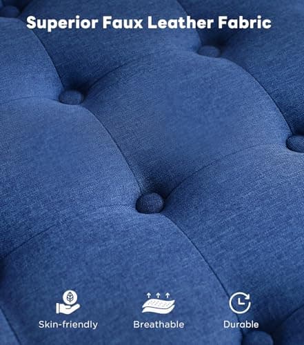 Tbfit Large Square Tufted Upholstered Ottoman and Coffee Table with Storage, Oversized Footrest Bench for Living Room Bedroom, Blue - Thumbnail 5