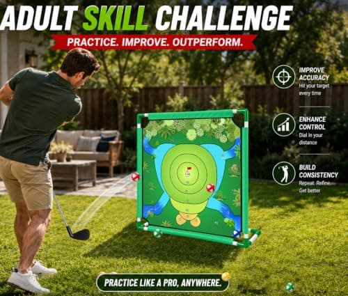 VQRZG Golf Chipping Outdoor Game, Portable Yard Practice Set, Indoor & Lawn Play for Adults and Family, Backyard, Beach, Office Party, Golf Gifts for Men (Golf Chipping Game Set) - Thumbnail 2