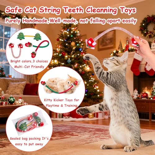 Retro Shaw Cat Chew Ropes 3PCS, Kitten Teething Toys for Indoor Cats, Natural Catnip Kicker Toys for Boredom Relief, Handmade Catnip Toys for Dental Health, Gift for Kitty - Thumbnail 5