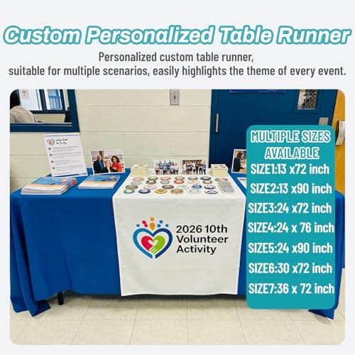 MAIMIPU Custom Table Runner with Logo Text Ships Next Day Vendor Booth Display Items Custom Table Banner for Business Tradeshow Events Company School Shop Wedding Other Important (13 x 72inch) - Thumbnail 3