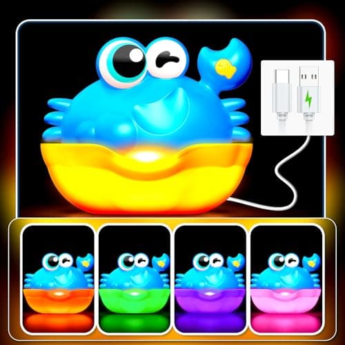 Bath Toys for Kids Ages 1-3,Light Up Baby Bath Toys Crab Bubble Maker with Colourful Light Toddler Bathtub Birthday Gifts Easter Stocking Stuffers for Boys Girls Aged 1-3 2-4 3-5 - Thumbnail 2