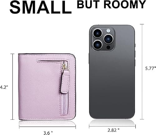 Gostwo Slim Wallet for Women, Credit Card Holder Small Wallet, RFID Blocking Wallet, Compact Bifold Luxury Genuine Leather Pocket Passport Wallet Ladies Girls Mini Purse Travel with ID Window, Purple - Thumbnail 4