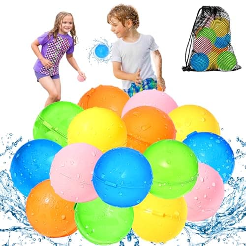 SOPPYCID 15PCS Reusable Water Balloons Quick Fill for Kids, Refillable Magnetic Water Balloons for Pool & Beach, Water Ball Toys for Summer Outdoor Games Outside Activities - Image 1