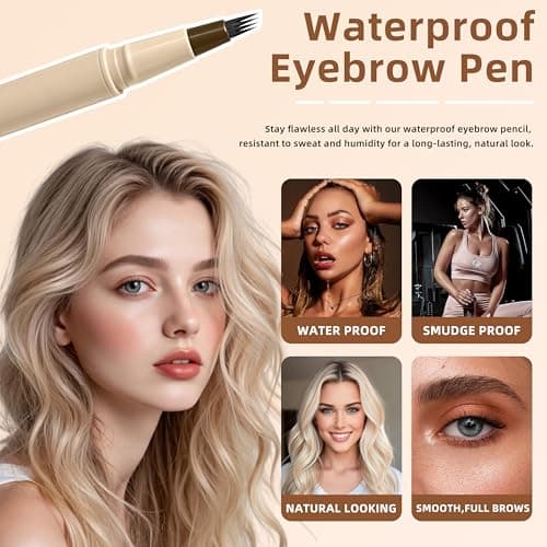 Eyebrow Pen Makeup for women Waterproof Eyebrow Pencil Last All-Day Microblading Brow Pen for Natural Eyebrows,Hairlike Eyebrow Pen Dark Brown also Suitable for Men to Supplement Hairline - Thumbnail 3