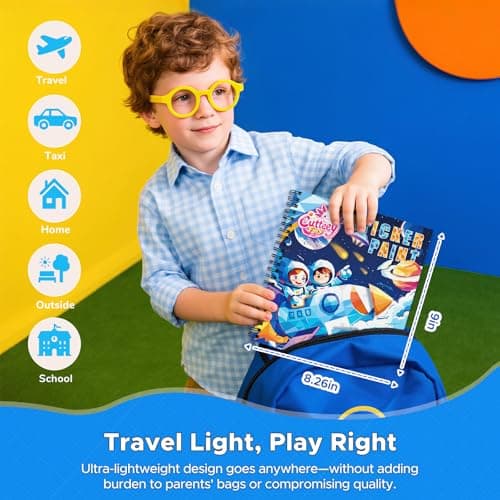 2PCS Paint by Number Sticker Book - Kids Crafts & Acitivity Puzzles Book for Ages 4-10,Mess-Free Travel Toys for Road Trip & Airplane,Perfect Gifts & Basket Stuffers for Kids - Thumbnail 6