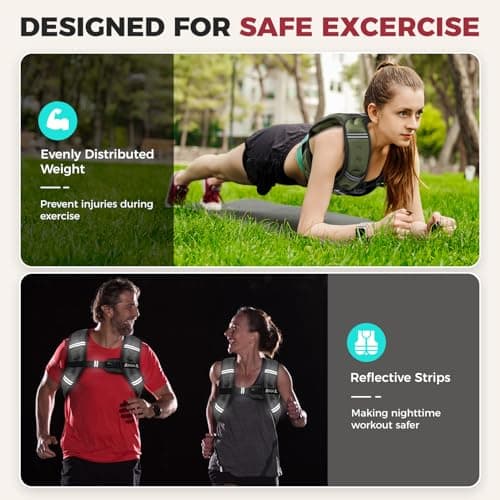 BAGAIL Comfort-Fit Weighted Vest for Woman, Even Weight Distribution, Faster Weight Loss, No-Chafe or Bounce for Walking & Running with Detachable Phone Pouch & Reflective Stripes (Available 5-30lbs) - Thumbnail 4
