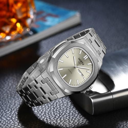 NIBOSI Watches for Men Analog Quartz Stainless Steel Silver Watches for Men Waterproof Business Classic Desiger Wrist Watch with Day Date Elegant Gift for Men - Thumbnail 4
