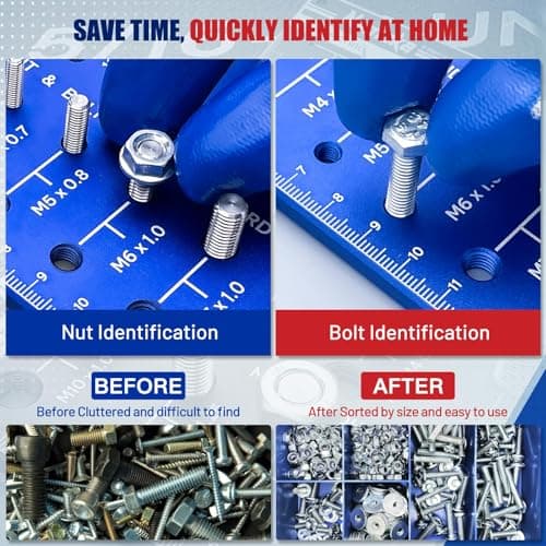 Thread Checker, Nut and Bolt Thread Checker, 31 Size Stainless Steel Thread Checker Standard and Metric, Identify 16 SAE & 15 Metric Sizes, Bolt Size Finder, Thread Gauge Gifts for Men - Thumbnail 6