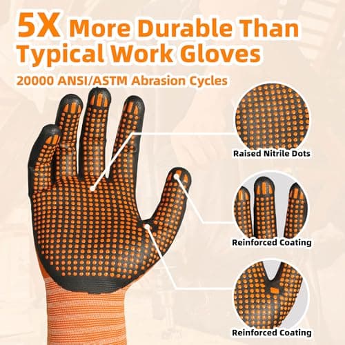 Schwer 3 Pairs Safety Work Gloves Micro-Foam Nitrile Coated, Level 4 Abrasion Resistant Nylon Working Gloves with Micro Dot Grip, Touchscreen, Used for General Use, Gardening, Mechanic, LT5619, L - Thumbnail 3