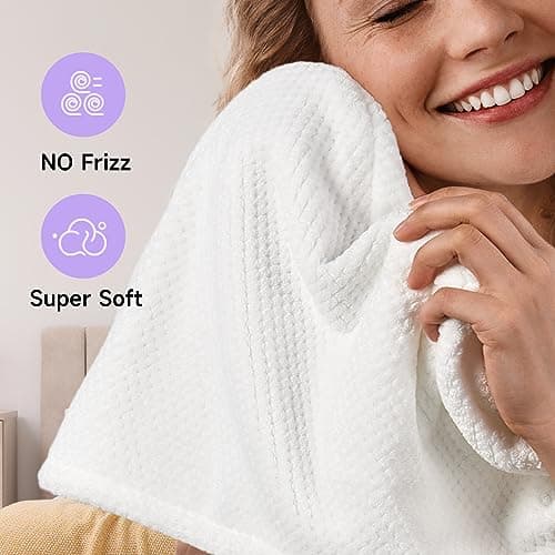 Umisleep 3 Pack Microfiber Hair Towel Wrap for Curly Hair, Super Absorbent Hair Drying Towel for Women, Kids, Hair Care Accessories, Hair Turban for Wet Hair (Grey, White, Pink) - Thumbnail 4