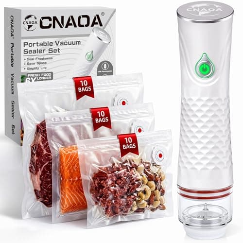 CNAOA Compact Vacuum Sealer with 30 3rd-Generation Upgraded Reusable High Seal Bags, Powerful Handheld Vacuum Sealer Machine, Keeps Food Fresh Up to 6X Longer, Portable Meal Saver, Seal Meal Saver - Image 1