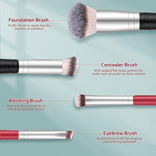 Makeup Brushes Dual-ended Foundation Brush - START MAKERS 2-in-1 Concealer Brush Face Eyebrow Eyeshadow Brush for Liquid, Powder, Buffing, Blending, Contouring Foundation Make Up Brushes(2Pcs) - Thumbnail 2