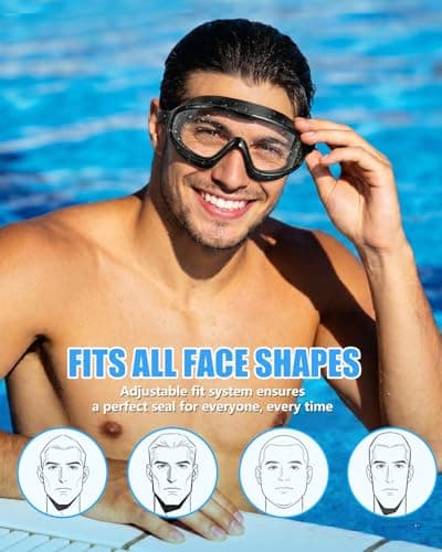 Aegend Swim Goggles for Adult Youth - 2 Pack Wide View Anti-Fog Anti-UV Swimming Goggles for Men & Women (White & Black) - Thumbnail 5