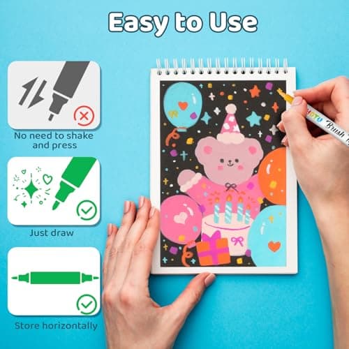 HOTU 72 Colors Acrylic Paint Markers for Coloring BooksFabric Stone Wood Sketchbook Eggs - 36 Set Dual Brush Tip Paint Pens - Art and Crafts Supplies Kit - Great Gifts Idea (36pcs,72 colors) - Thumbnail 6