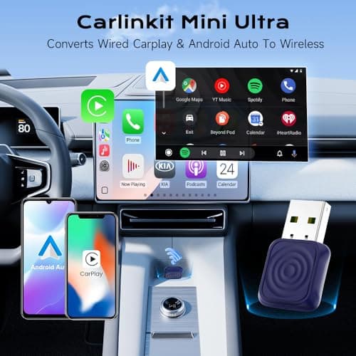 Carlinkit Mini Ultra Wireless CarPlay & Android Auto Adapter - Plug & Play Dongle for iPhone & Android, Convert Wired to Wireless, USB-A/USB-C Fast Connection, Compatible with OEM Wired Cars - Thumbnail 2