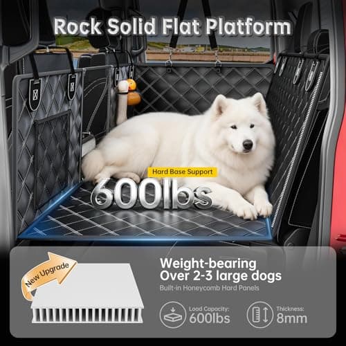 RYNVALE [2026 Upgraded] Hard Bottom Car Seat Cover for Dogs, 600lbs Heavy Duty Back Seat Extender, Waterproof Dog Car Hammock with Detachable Mat, Fits Full Size SUV & Trucks, 2-4 Large Dogs, XL - Thumbnail 2