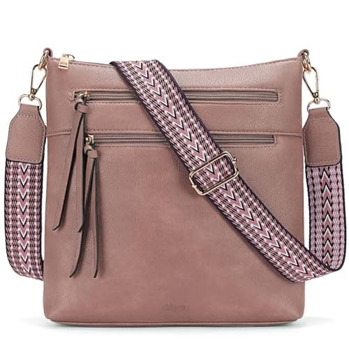 GEMIU Purses for Women Multi Pocket Crossbody Bags for Women with Guitar Strap Medium Crossbody Purses Pink - Image 1