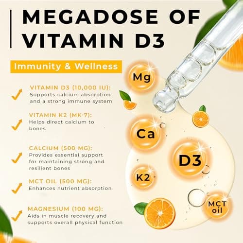 WELVIUM Liquid Vitamin D3 K2 Magnesium Liposomal Drops with 10000 IU Cholecalciferol, MK7, Vitamin A, Calcium, MCT Oil, Organic Sunflower Lecithin for Immune Bone Skin ADK Supplement - Thumbnail 6