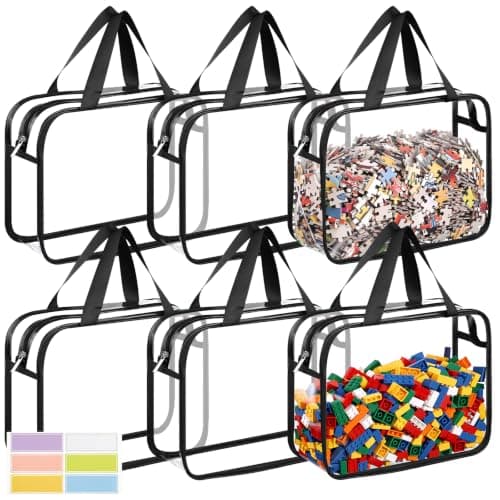 Dntorx Toy Storage Bags 6 Pack, Clear PVC Toy Organizers, Black - Image 1