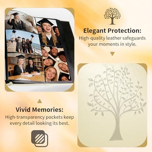 ROHODWELL Photo Album 4x6 600 Pockets Slip In, Extra Large Capacity PU Leather Cover Picture Album, Holds Horizontal & Vertical Photos for Family Wedding Baby Anniversary Christmas Gift (Ivory) - Thumbnail 4