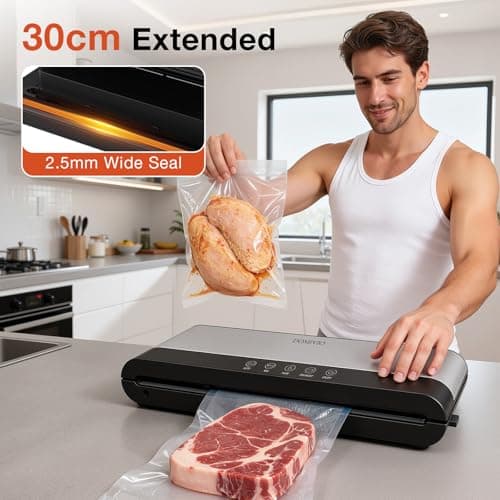 85Kpa Vacuum Sealer Machine for Food, 5-in-1 Food Saver with 20 BPA-Free Bags – Dry & Moist Modes, Compact Easy-to-Use Vacuum Sealer for Meal Prep (SJ2085) - Thumbnail 5