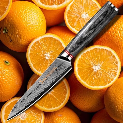 Plys 5 inch Paring Knife: Stainless Steel Peeling Knife - Fruit Vegetable Knife with Titanium Coated, Black Razor Sharp Kitchen Knife with Gift Box - Thumbnail 6