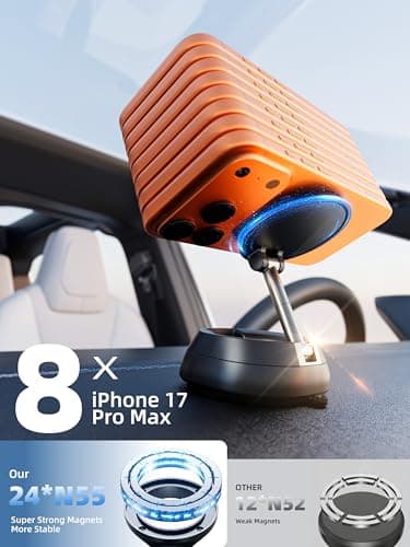 Treligate 2026 Upgraded Vacuum Magnetic Phone Holder, [108+ LBS] Heavy Duty Suction Cup Car Phone Mount for Dashboard, Gym & Desk, MagSafe Car Mount for iPhone 17 16 15 Pro Max - Thumbnail 2