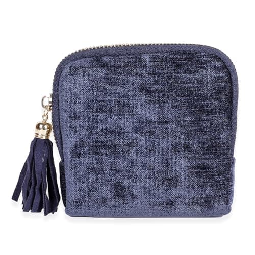 ASINGYER Travel Jewelry Storage Bag for Women, Velvet Portable Jewelry Organizer with Tassel Zipper, Small Pouches for Bracelets Necklaces Rings Earrings, Wedding Gift for Women (dark blue) - Image 1