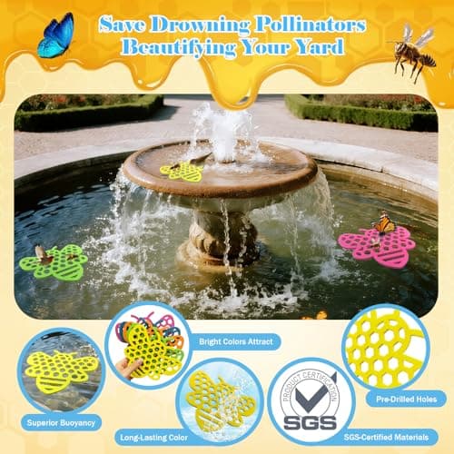 Floating Bee Island Watering Station - 5 Pack, Bee-Friendly EVA Foam, No Sinking, ​Drowning-Proof, Fade-Proof, Pre-Cut, Birdbath, Pools & Garden Hydration Solution for Pollinators (6.3 Inch) - Thumbnail 6