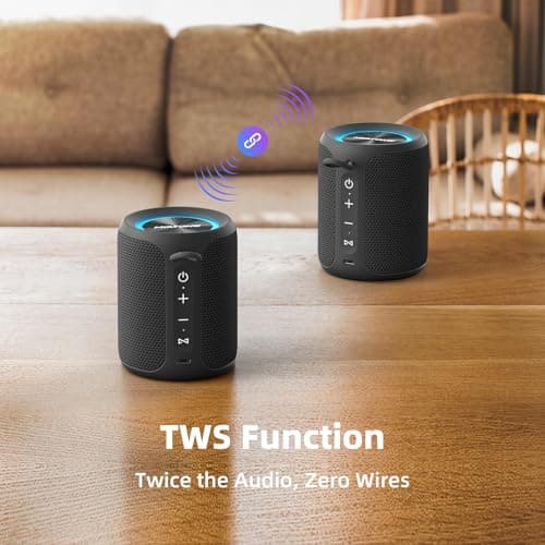MIATONE QBOX - 16W Bluetooth Speaker IP67 Waterproof Speaker with Deep Bass, Portable Speakers for Beach Camping Accessories, Gifts for Men Fathers Him - Black - Thumbnail 5