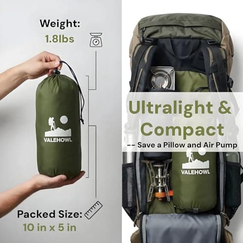 VALEHOWL 1.8Lbs Ultralight Camping Sleeping Pad, R3.0 Air Mattress for Tent - Thumbnail 5