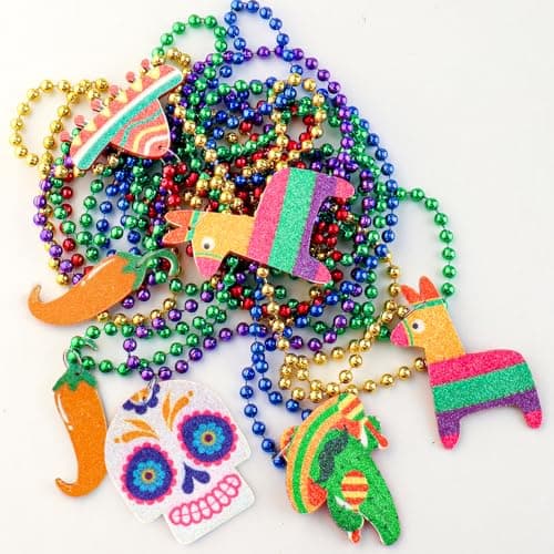 Labrostar 20Pcs Cinco De Mayo Decorations Fiesta Party Favors Fiesta Beaded Necklaces for Mexican Birthday Bachelorette Party Supplies Photo Props Carnivals Event Decorations - Thumbnail 4