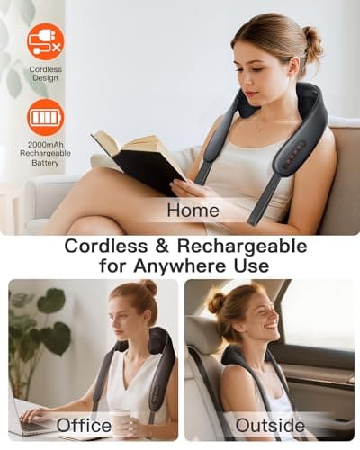 JZBRAIN Cordless Shiatsu Neck and Shoulder Massager with Heat & Kneading - Thumbnail 6